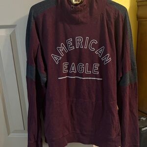 American Eagle Maroon & Charcoal Pullover Hoodie